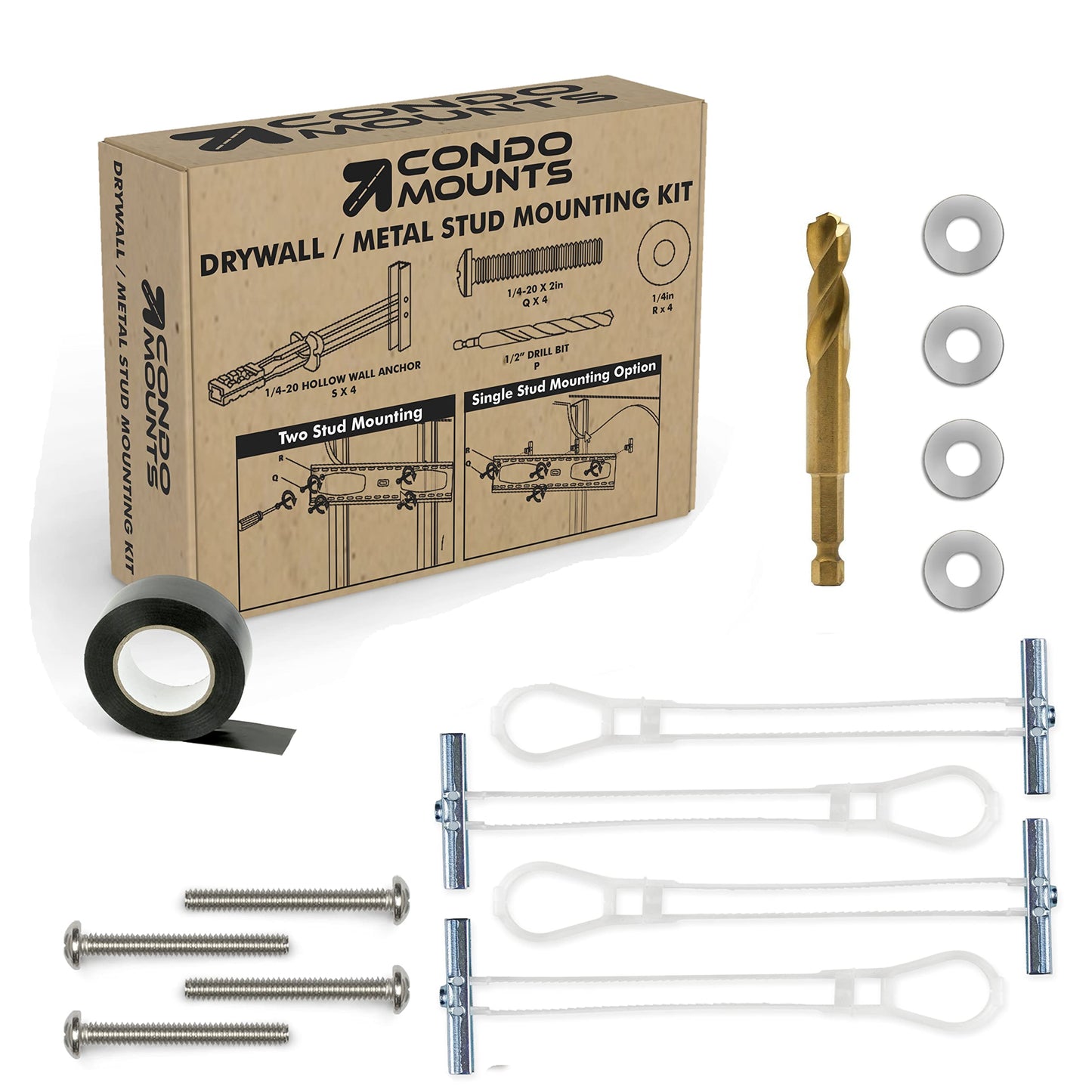 Steel Stud Anchor Kit – 4pc + Washer + Drill Bit