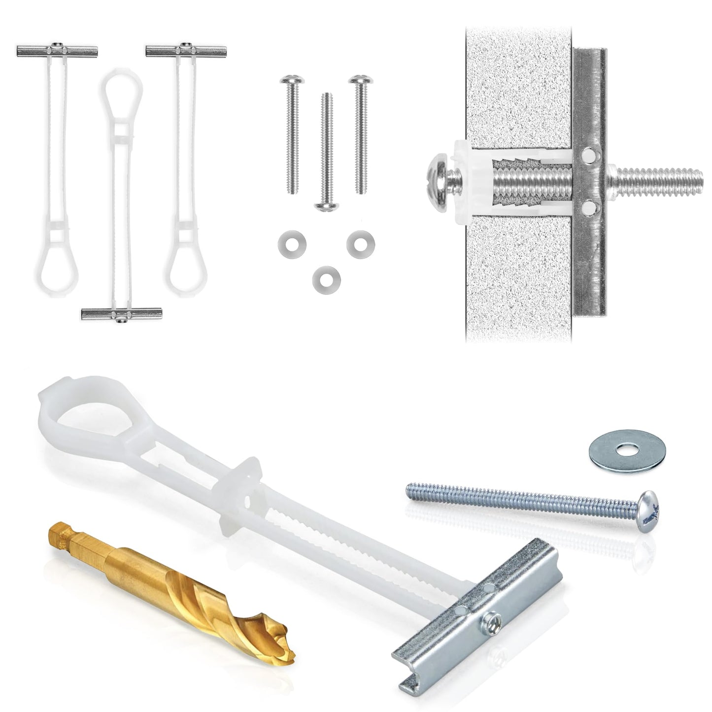 CondoMounts Steel Stud TV Mounting Kit | TV Mount Metal Studs | Holds 200lbs on Steel Stud | Includes 4 Elephant Anchor (1/4) & Washer Sets with 1-Pilot Head Titanium Drill Bit