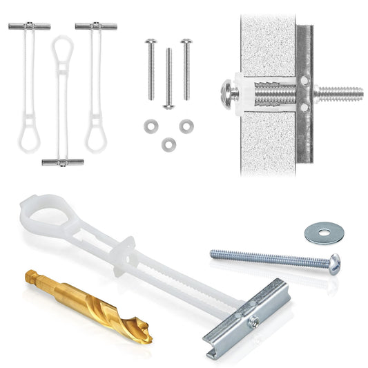 CondoMounts Steel Stud TV Mounting Kit | TV Mount Metal Studs | Holds 200lbs on Steel Stud | Includes 4 Elephant Anchor (1/4) & Washer Sets with 1-Pilot Head Titanium Drill Bit