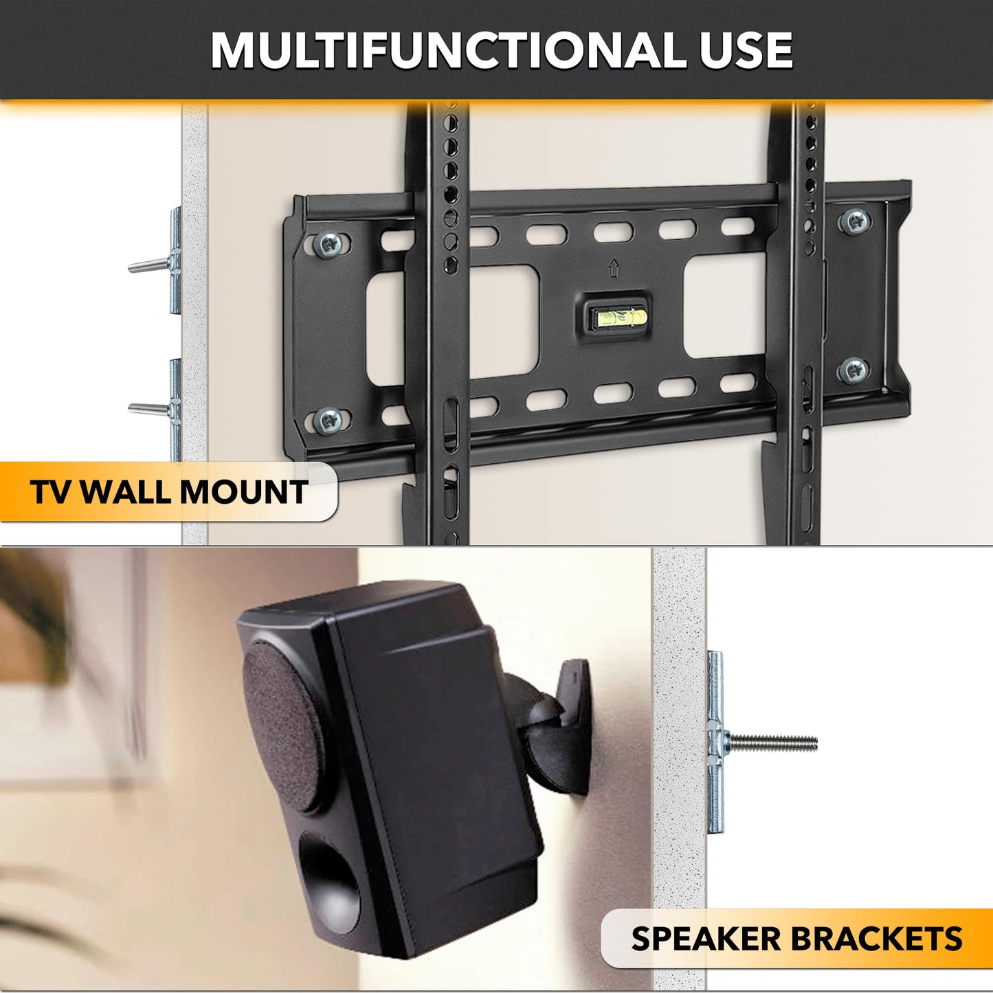CondoMounts Universal Wall Mounting Anchors | Steel, Metal Studs | Holds 90lbs | Elephant Anchor Set & Mounting Kit