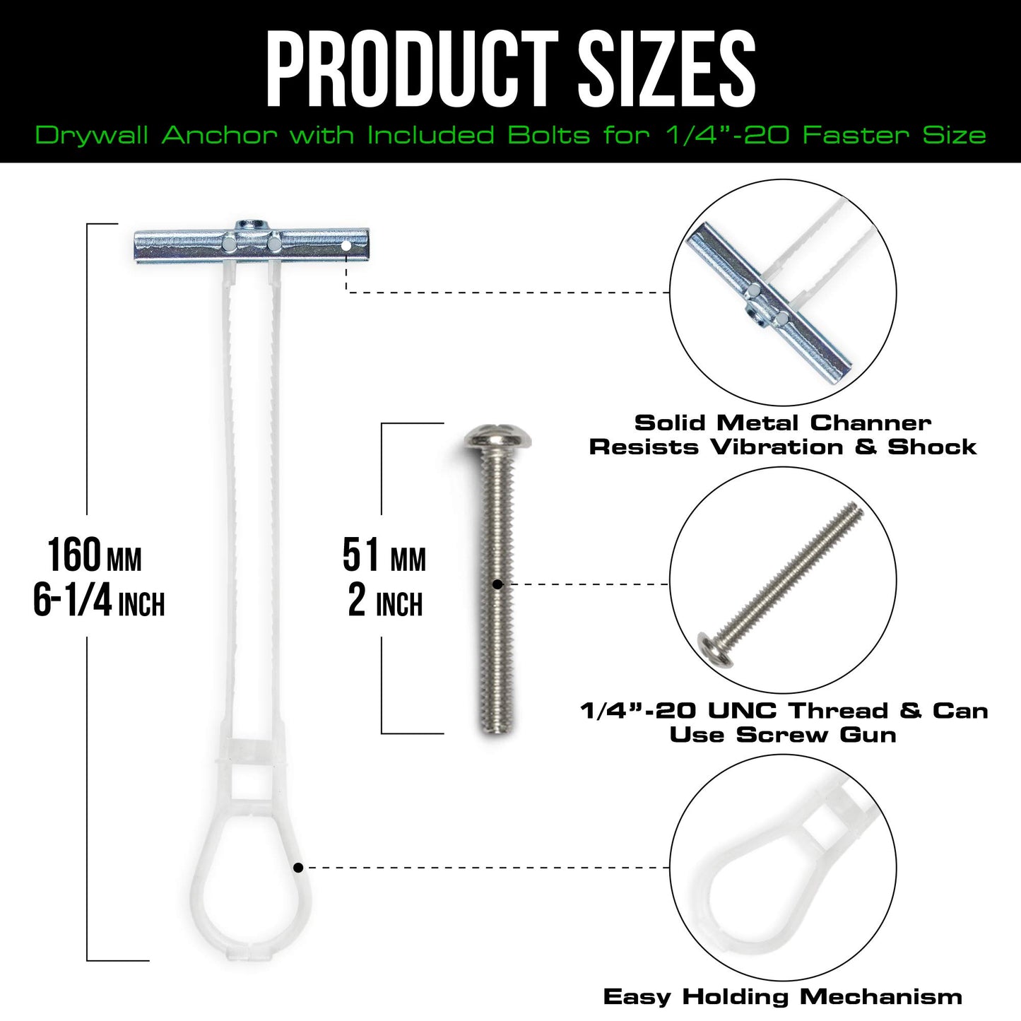 Steel Stud Anchor Kit – 4pc + Washer + Drill Bit